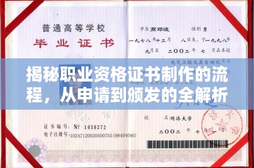 遂平揭秘职业资格证书制作的流程，从申请到颁发的全解析